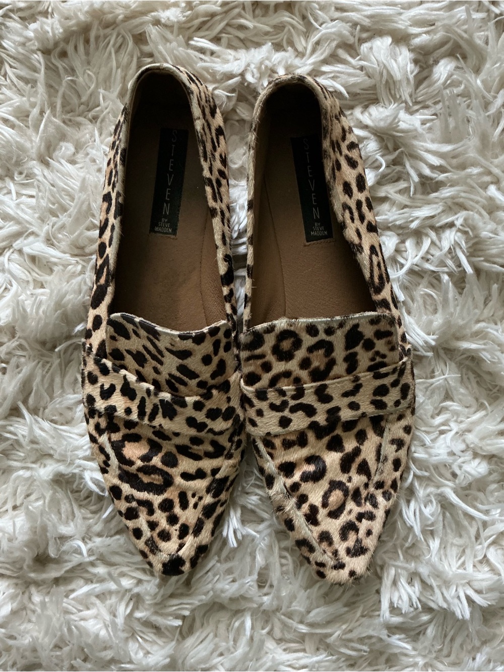 Steve Madden Leopard-Print Pointed Toe Flats in Tan and Black